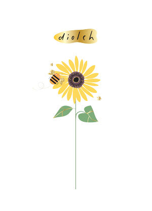 WSS35 diolch Thank You Sunflower and Bee