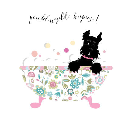 H129 WELSH Penblywdd Hapus - Birthday Scottie Bath