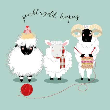 H170 WELSH Penblwydd Hapus - Three Sheep